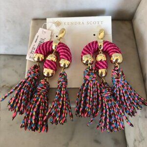 KENDRA SCOTT Masie Statement Tassel Drop Pink Post Earrings